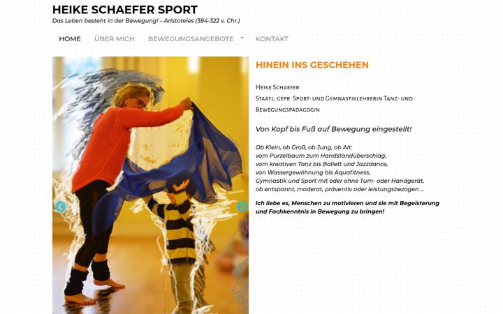Posnetek zaslona heike-schaefer-sport.de