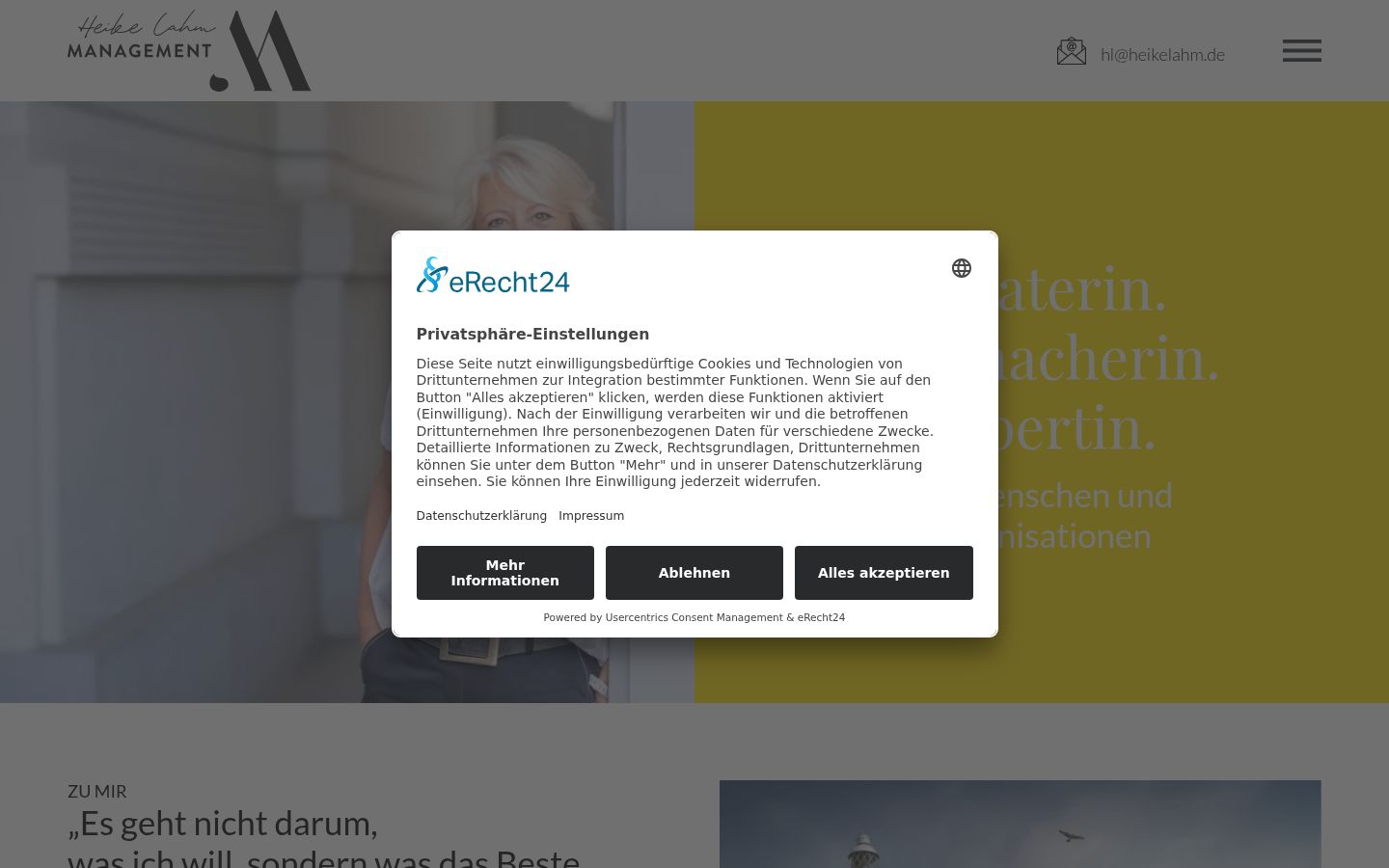 Screenshot des Einwilligungsbanners vor jeglicher Interaktion
