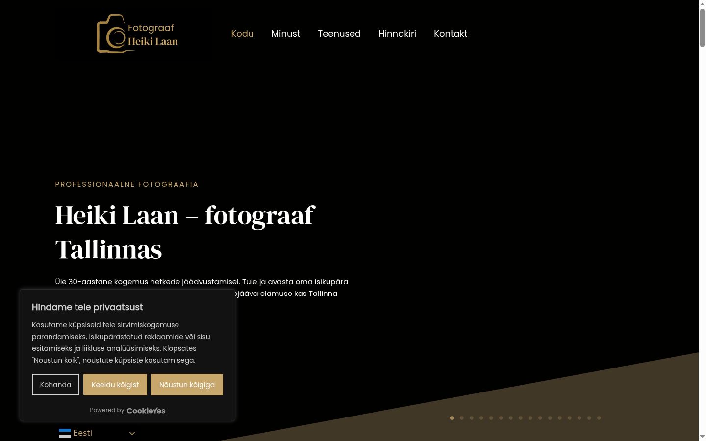 Screenshot del banner di consenso mostrato prima di qualsiasi interazione