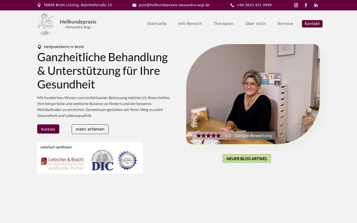 Zrzut ekranu heilkundepraxis-alexandra-segl.de