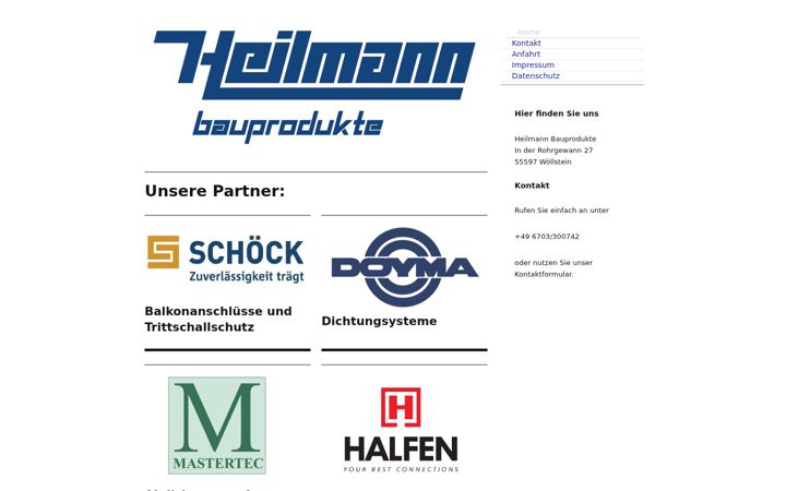 Screenshot of heilmann-bauprodukte.de