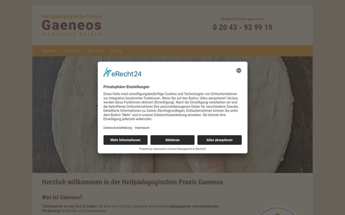 Screenshot del banner di consenso mostrato prima di qualsiasi interazione