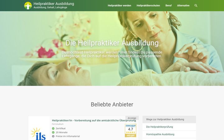 Screenshot of heilpraktiker-ausbildung.net