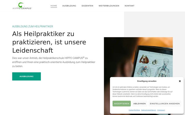 Screenshot of heilpraktikerausbildung-heppenheim.de