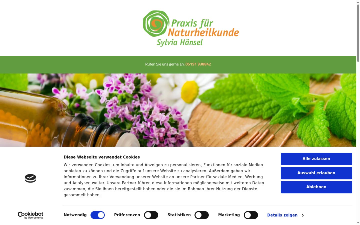 Screenshot des Einwilligungsbanners vor jeglicher Interaktion