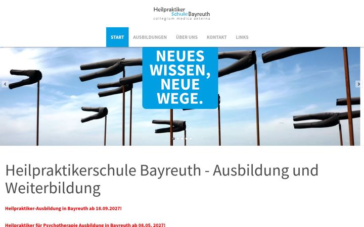 Screenshot of heilpraktikerschule-bayreuth.com