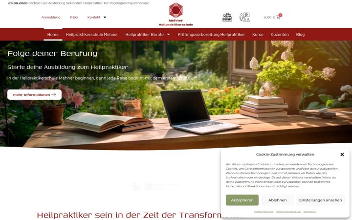 Ekrano kopija heilpraktikerschule-mehner.de