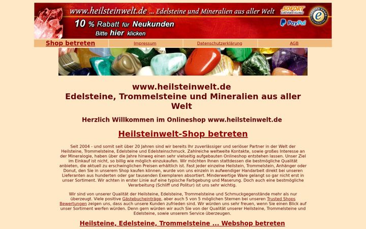 Screenshot of heilsteinwelt.de
