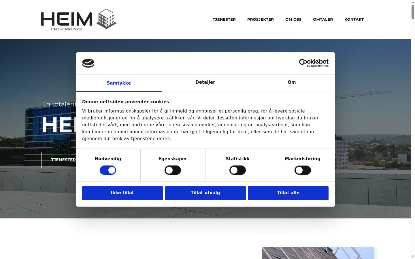 Captura de ecrã do banner de consentimento apresentado antes de qualquer interação