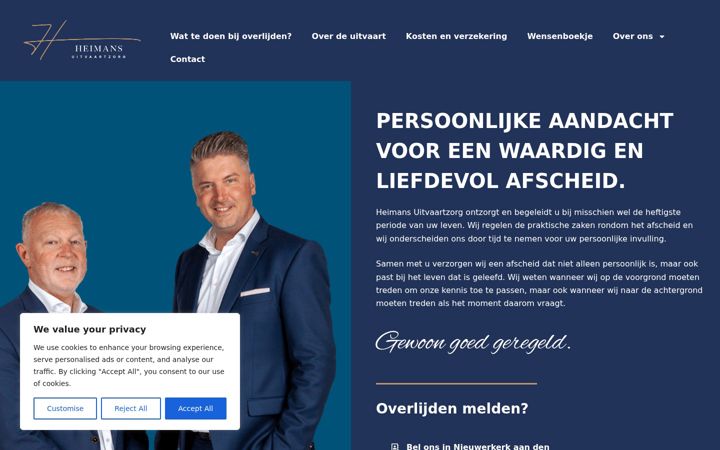 Screenshot of heimansuitvaartzorg.nl