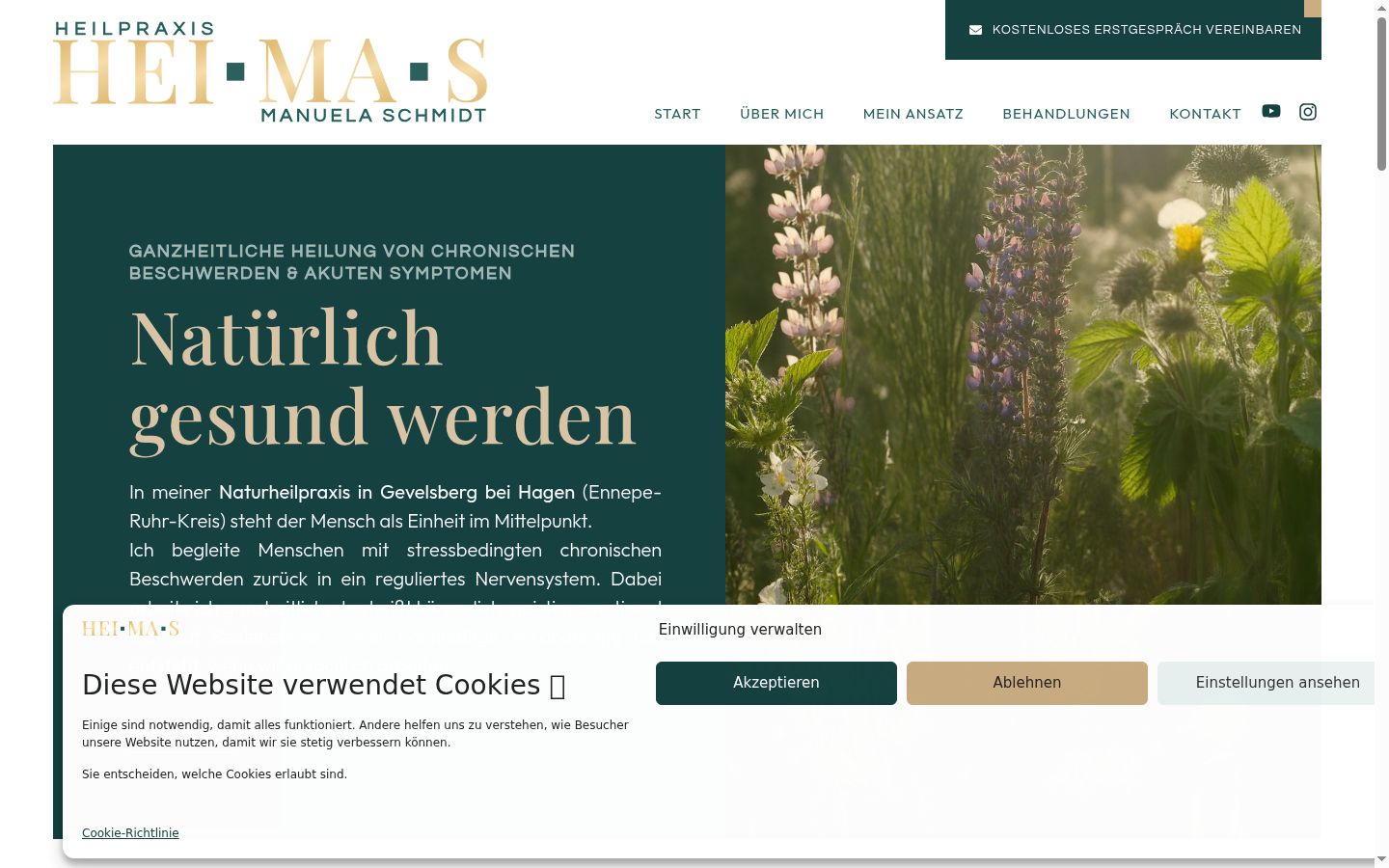 Screenshot des Einwilligungsbanners vor jeglicher Interaktion