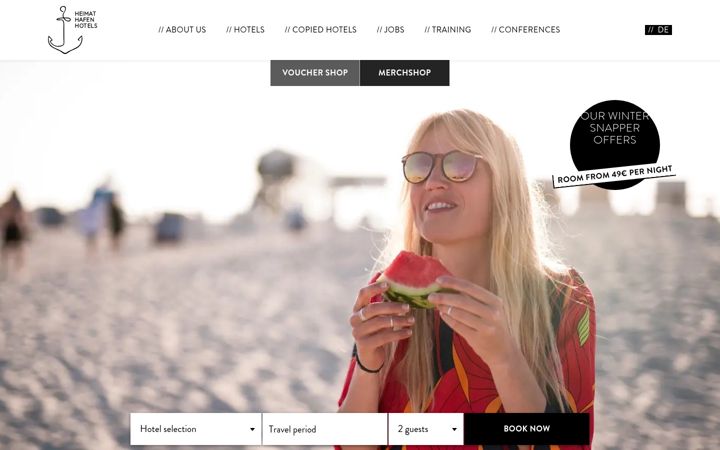 Snímek obrazovky heimathafenhotels.de