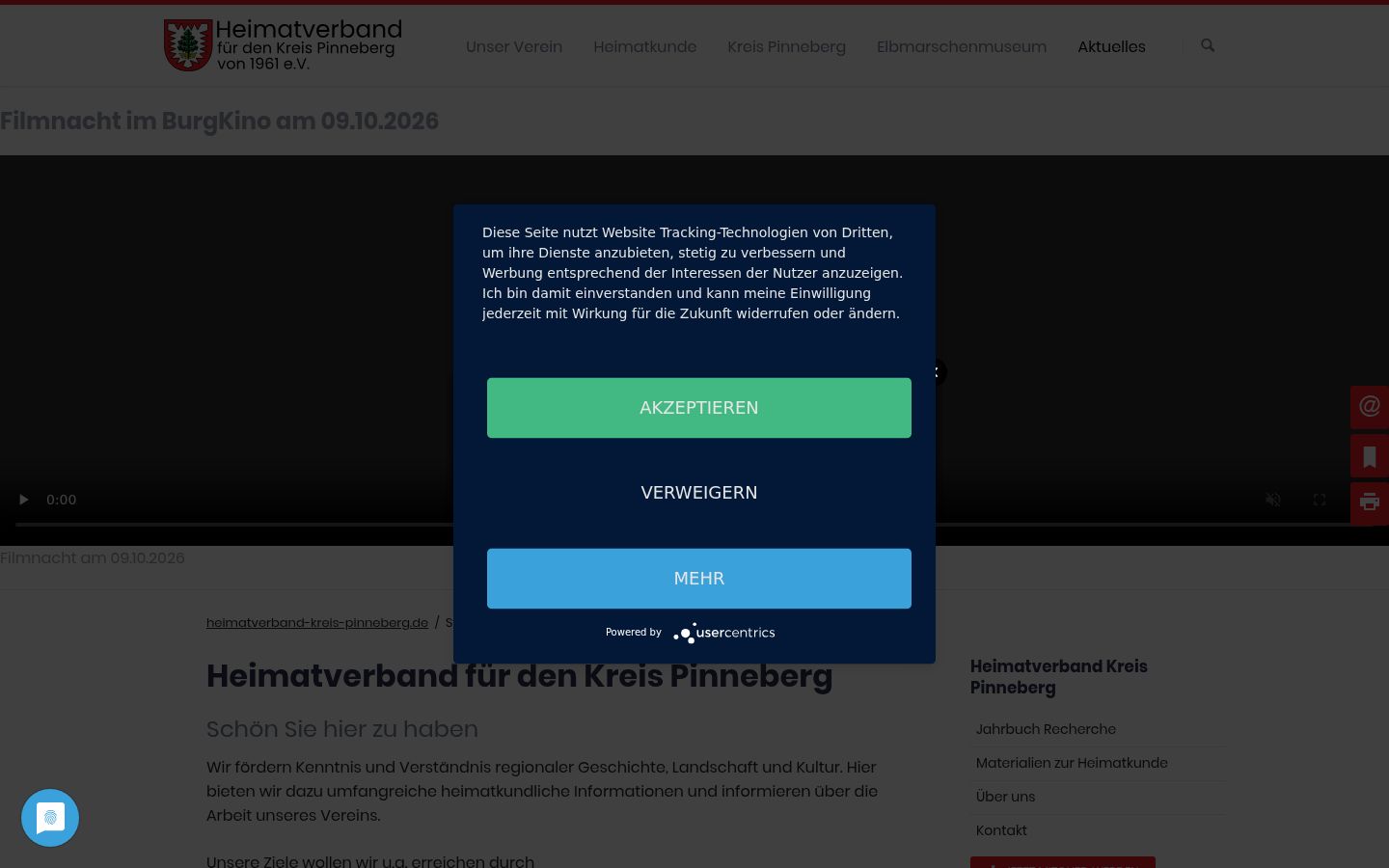 Screenshot del banner di consenso mostrato prima di qualsiasi interazione