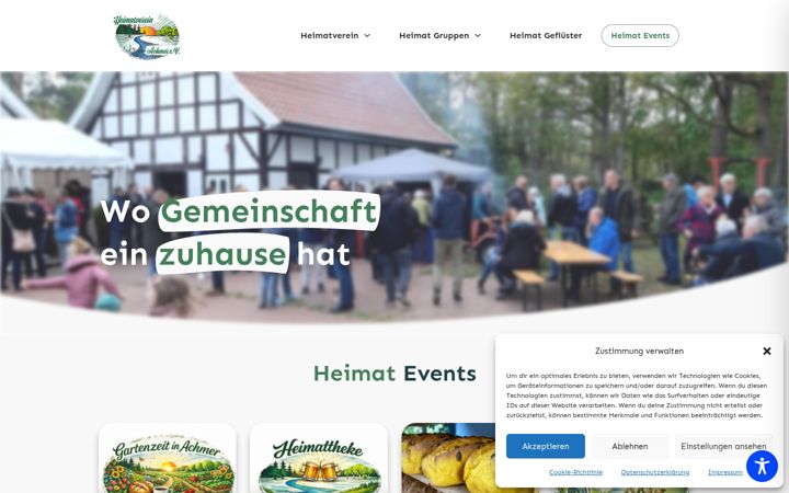 Captura de ecrã de heimatvereinachmer.de