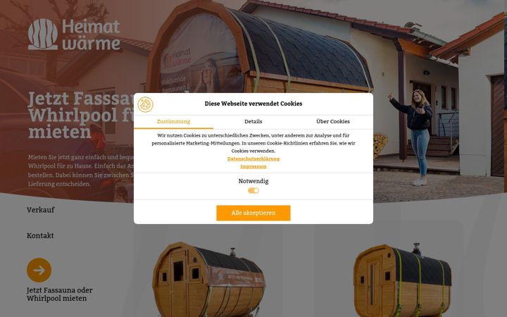 Captura de ecrã de heimatwaerme-sauna.de