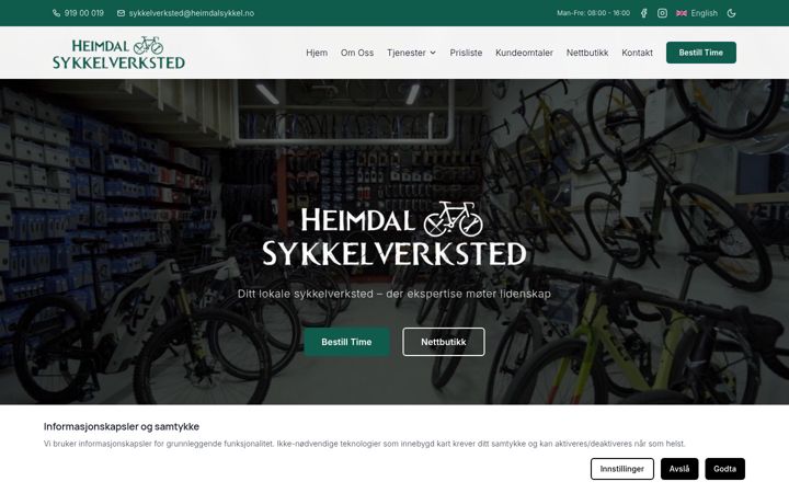 Screenshot of heimdalsykkel.no