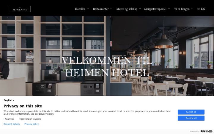 Screenshot of heimenhotel.no