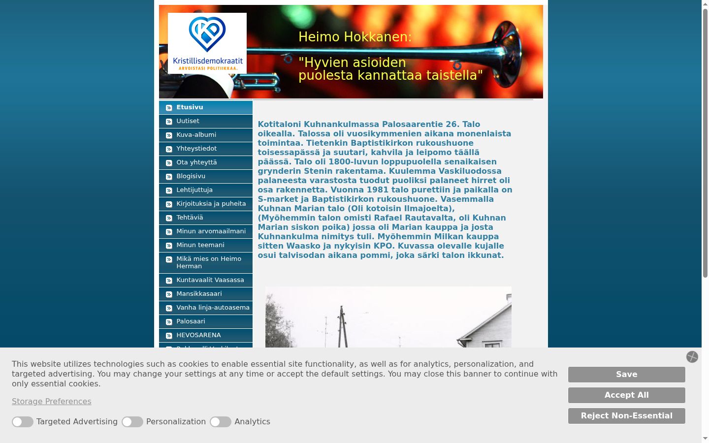 Screenshot del banner di consenso mostrato prima di qualsiasi interazione
