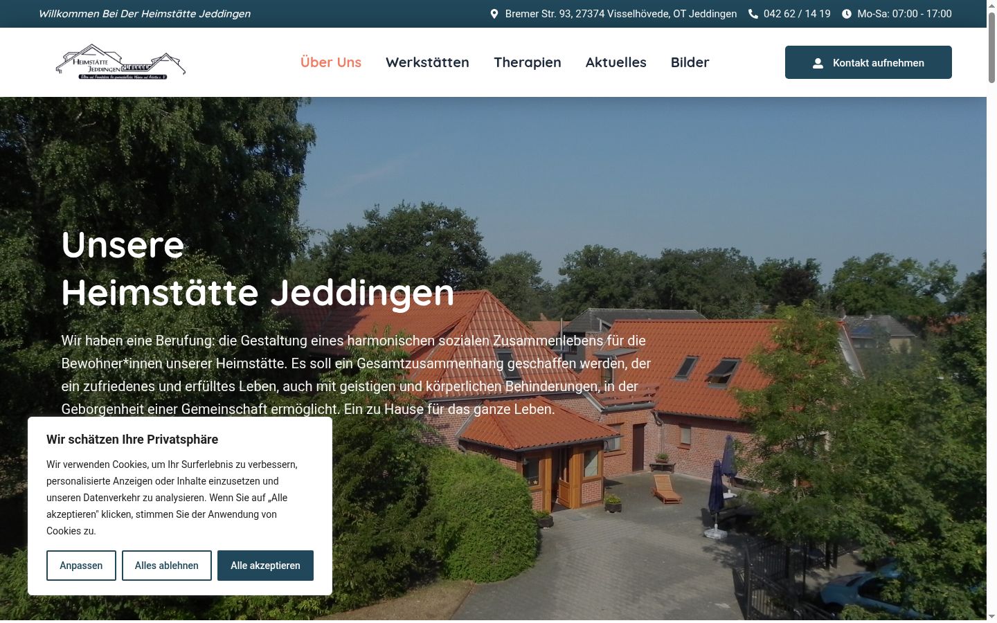 Screenshot des Einwilligungsbanners vor jeglicher Interaktion