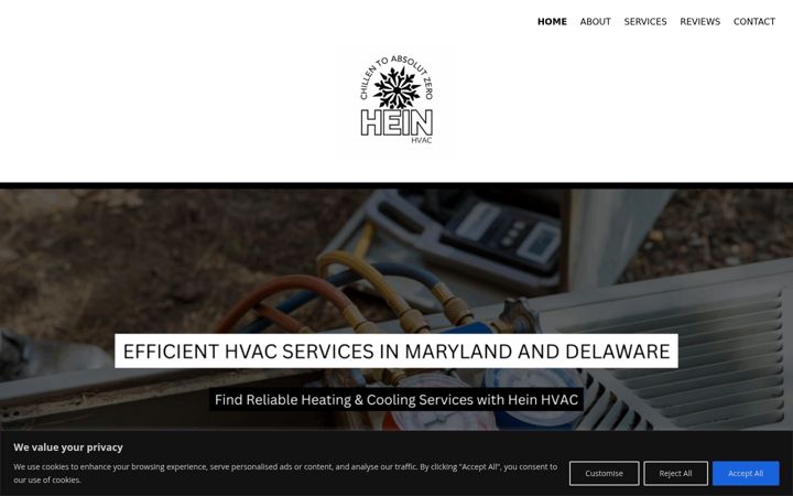 Screenshot of hein-hvac.com