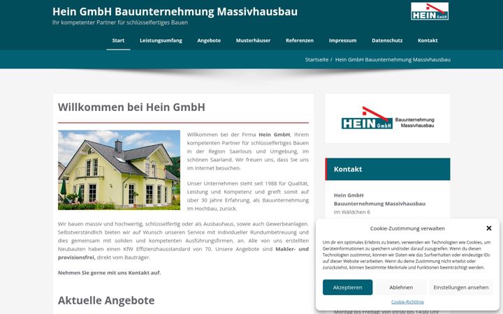 Screenshot of hein-massivhausbau.de