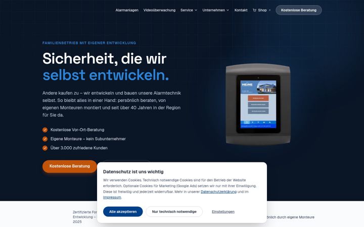 Snímek obrazovky heine-sicherheitstechnik.de