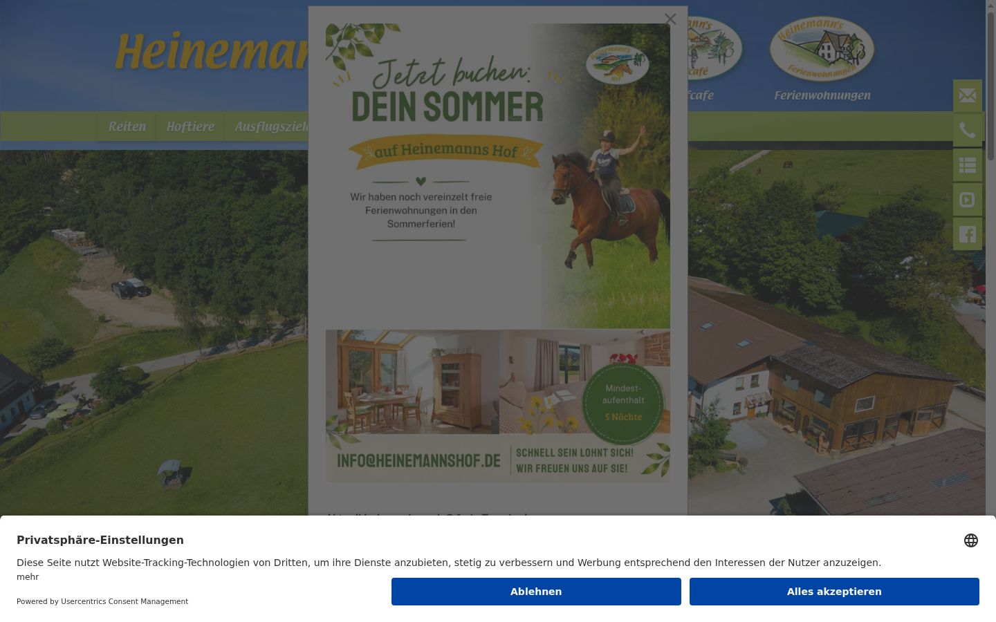Screenshot des Einwilligungsbanners vor jeglicher Interaktion