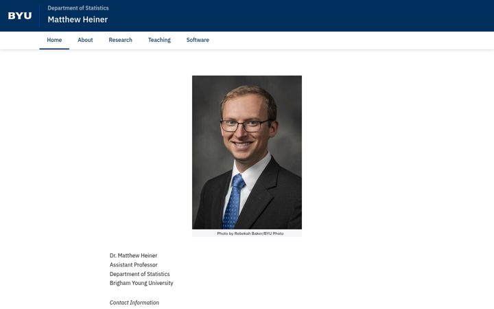 Captură de ecran a heiner.byu.edu