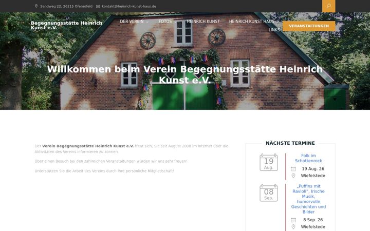 Captură de ecran a heinrich-kunst-haus.de
