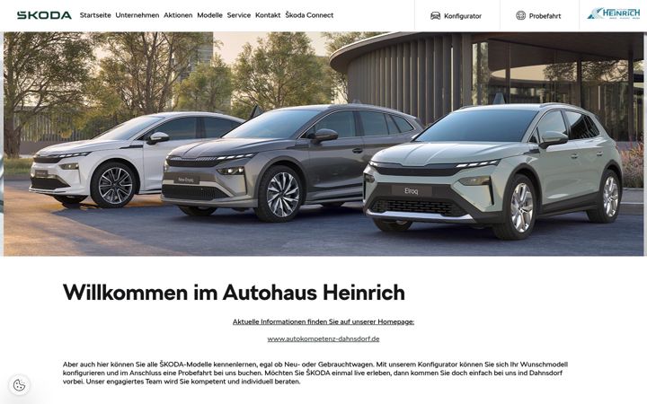 Screenshot of heinrich.skoda-auto.de