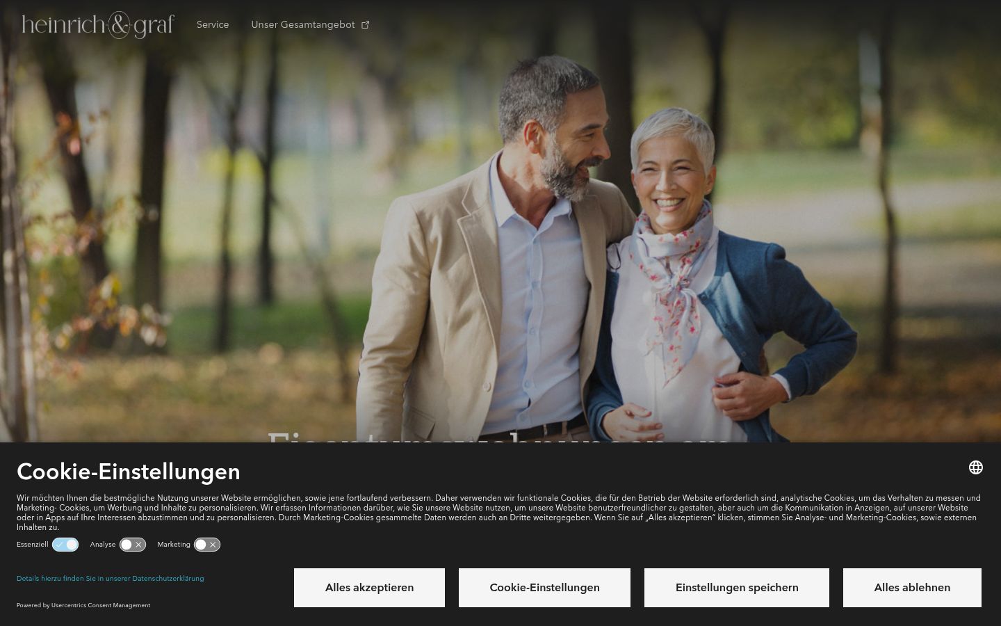 Screenshot des Einwilligungsbanners vor jeglicher Interaktion