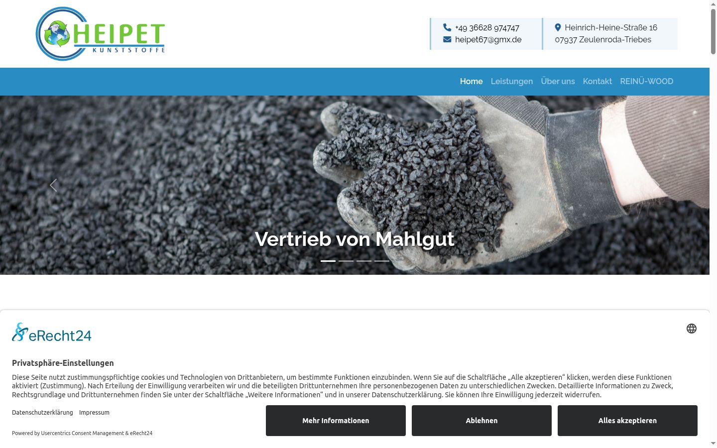 Screenshot des Einwilligungsbanners vor jeglicher Interaktion