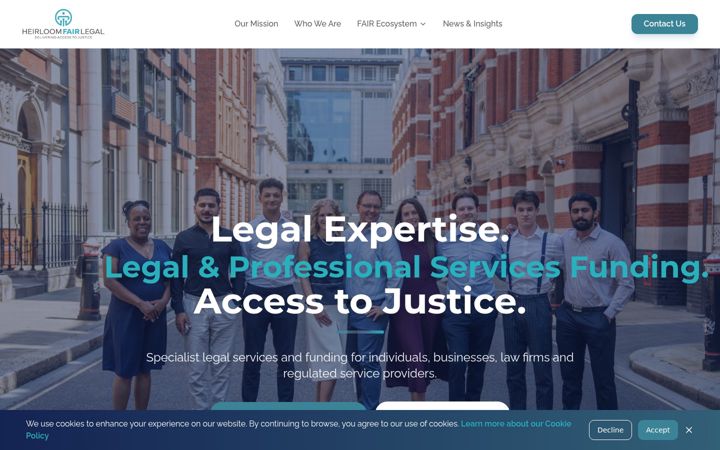 Screenshot of heirloomfairlegal.com