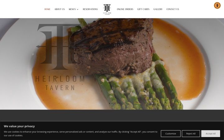 Screenshot of heirloomtavern.com