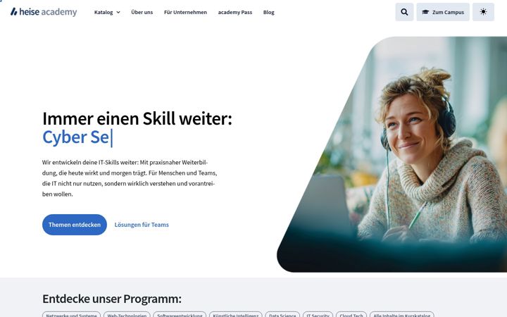 Screenshot of heise-academy.de