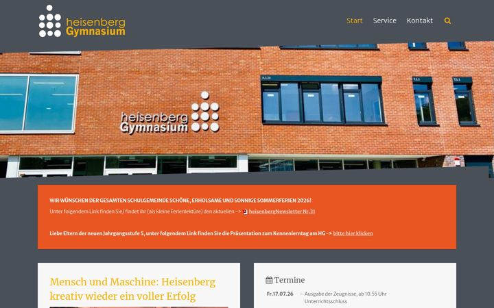 Screenshot of heisenberggymnasium.de