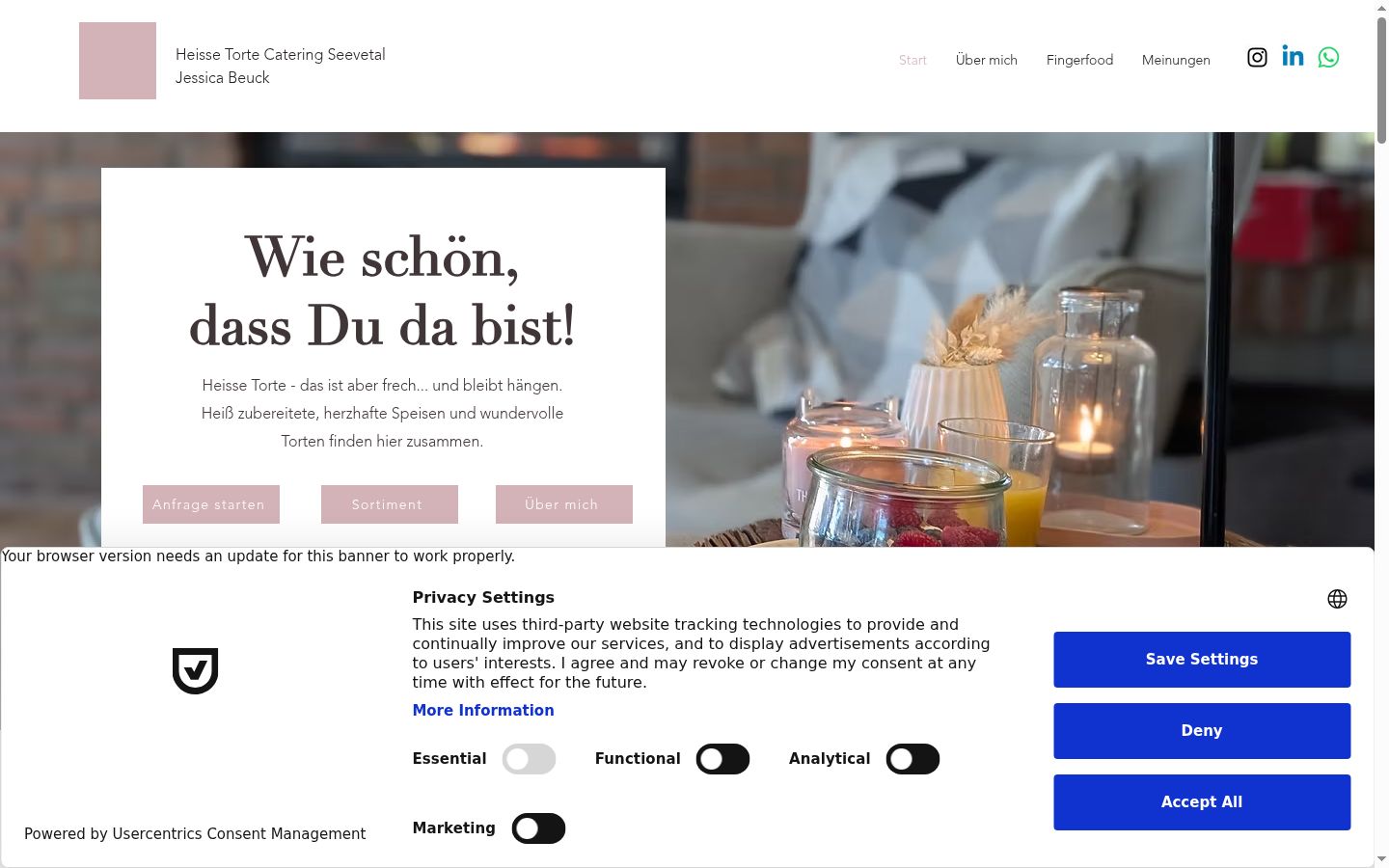 Screenshot des Einwilligungsbanners vor jeglicher Interaktion