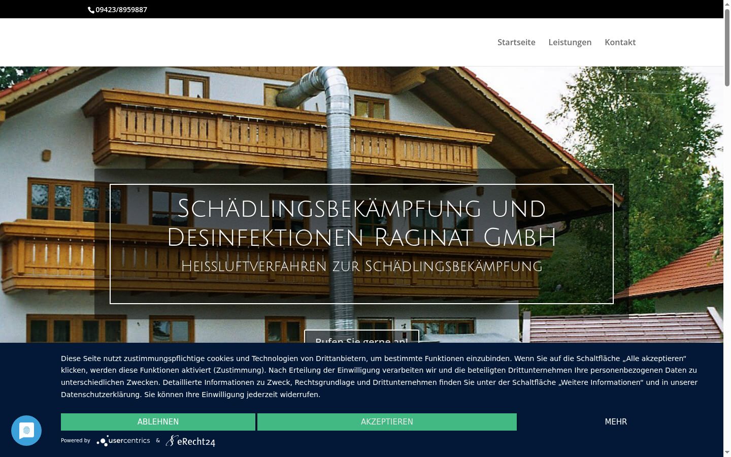 Screenshot des Einwilligungsbanners vor jeglicher Interaktion