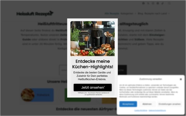 Zrzut ekranu heissluft-rezepte.de