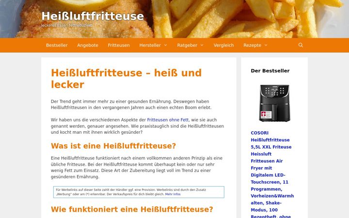 Screenshot of heissluftfritteusen-info.de