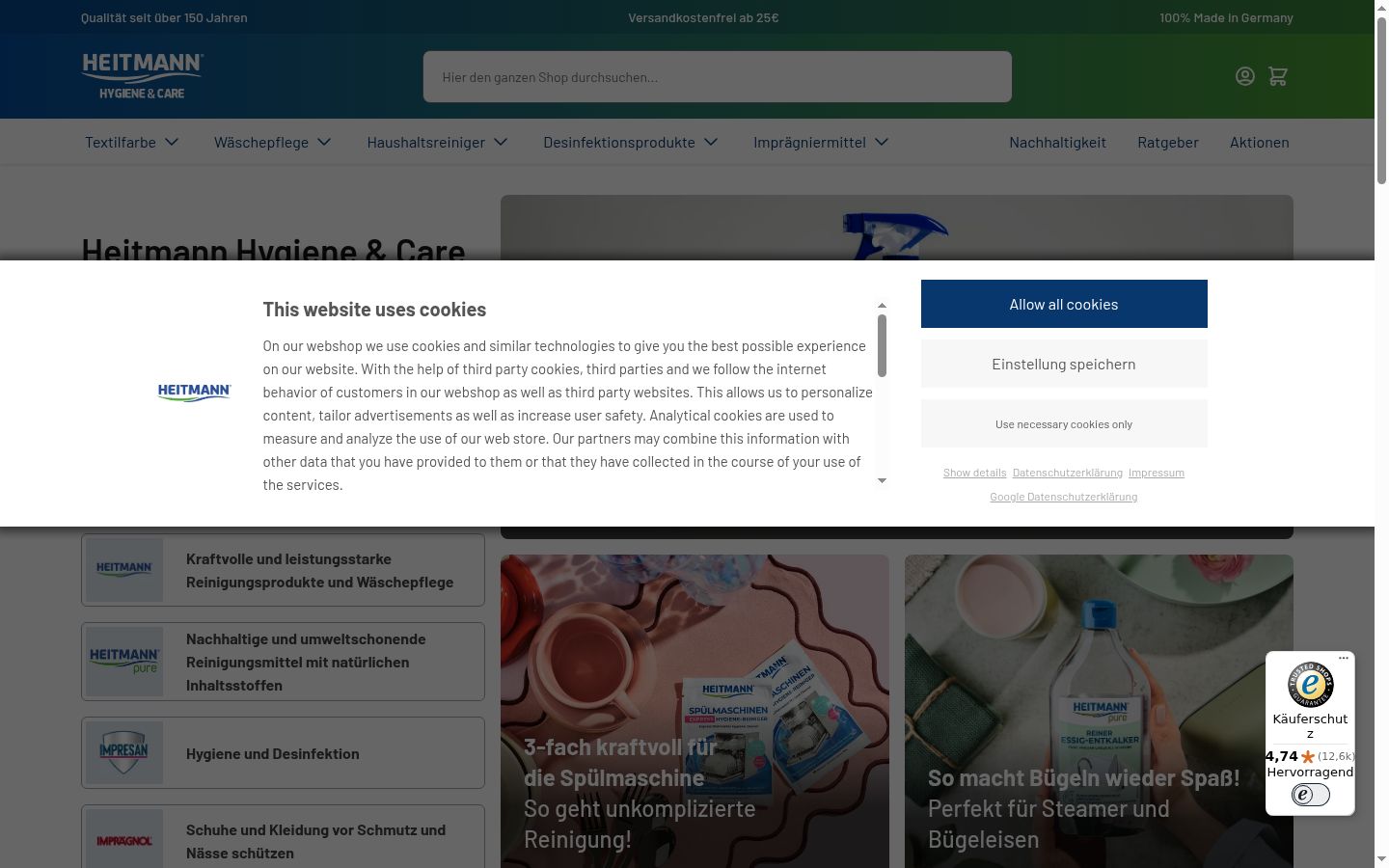 Snímka obrazovky banera súhlasu zobrazeného pred akoukoľvek interakciou