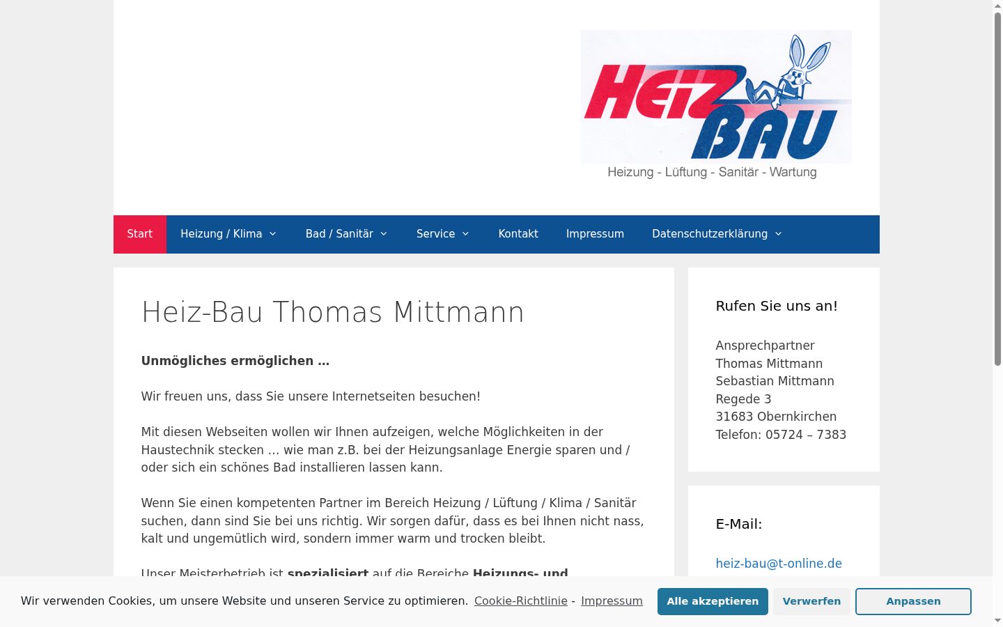 Screenshot des Einwilligungsbanners vor jeglicher Interaktion