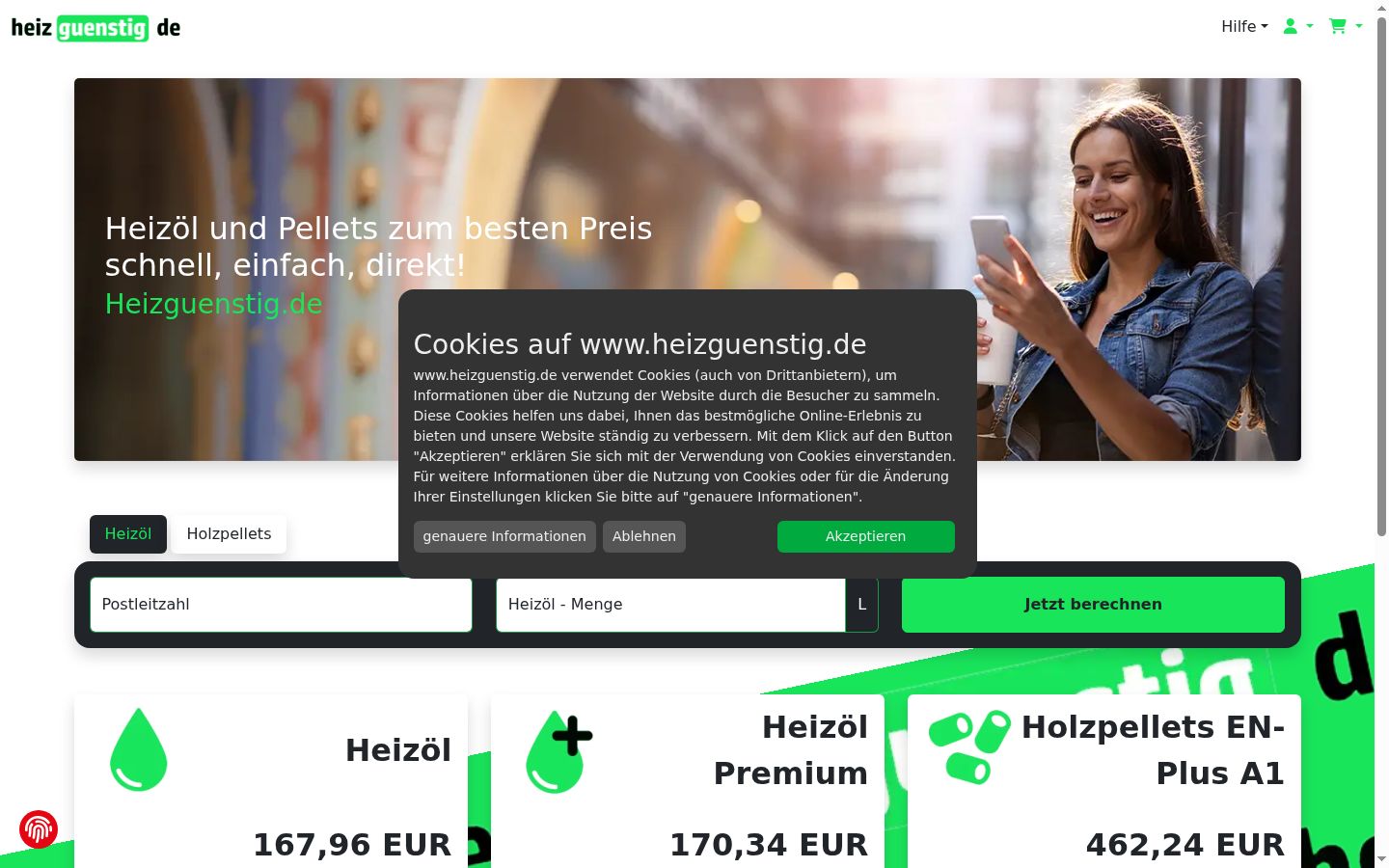 Screenshot del banner di consenso mostrato prima di qualsiasi interazione