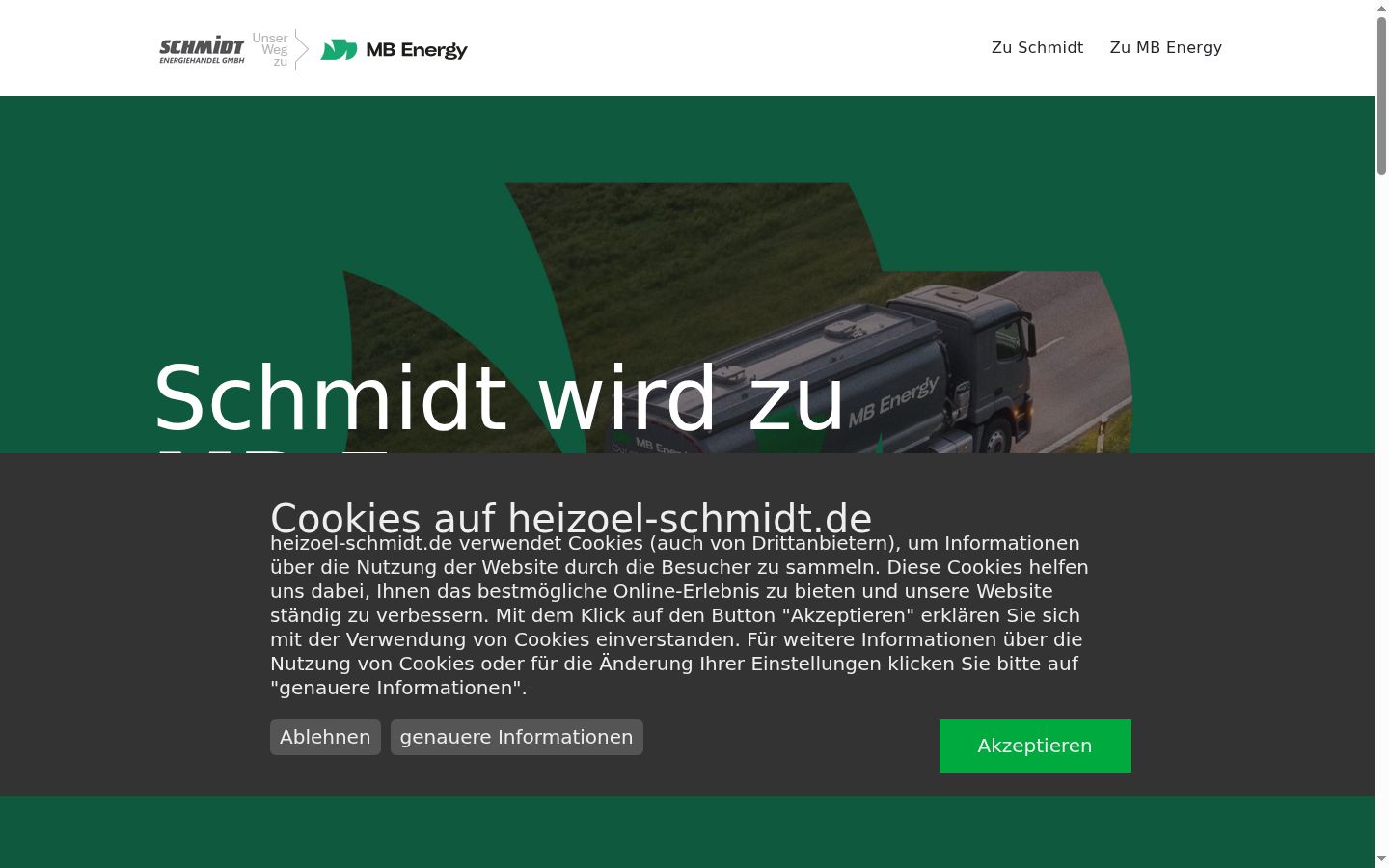 Screenshot des Einwilligungsbanners vor jeglicher Interaktion