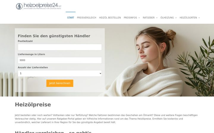 Kuvakaappaus sivustosta heizoelpreise24.net