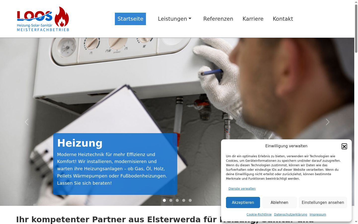 Screenshot del banner di consenso mostrato prima di qualsiasi interazione