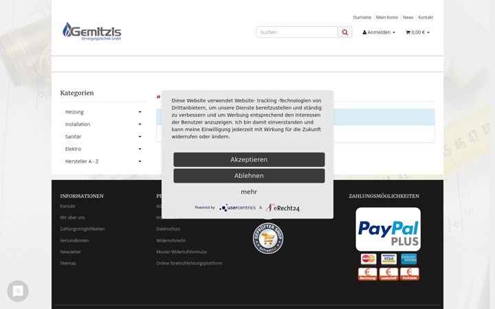 Screenshot of heizung-sanitaershop.com