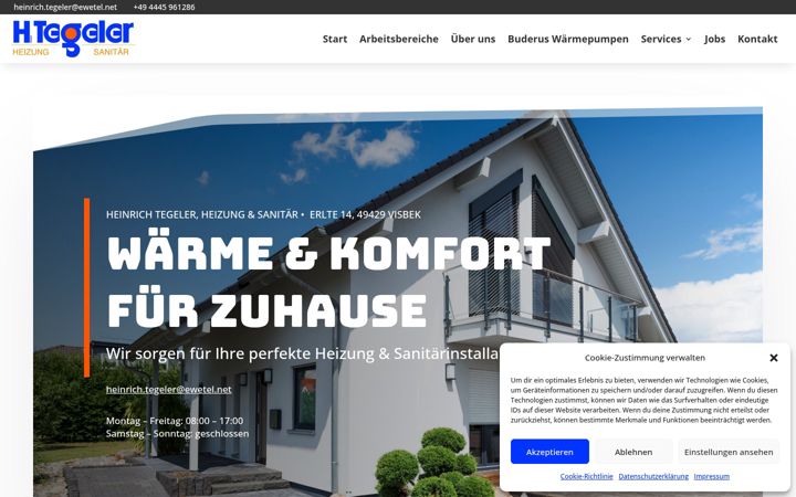 Skærmbillede af heizungsbau-tegeler.de
