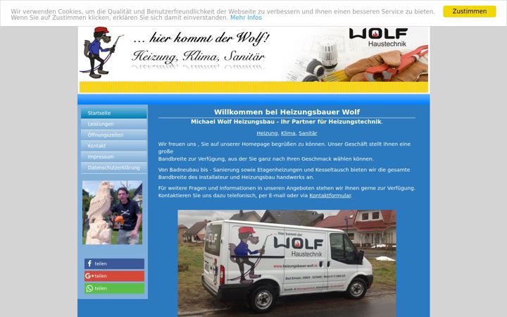 Skærmbillede af heizungsbauer-wolf.de