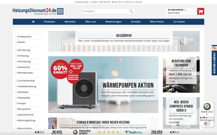 Skærmbillede af heizungsdiscount24.de